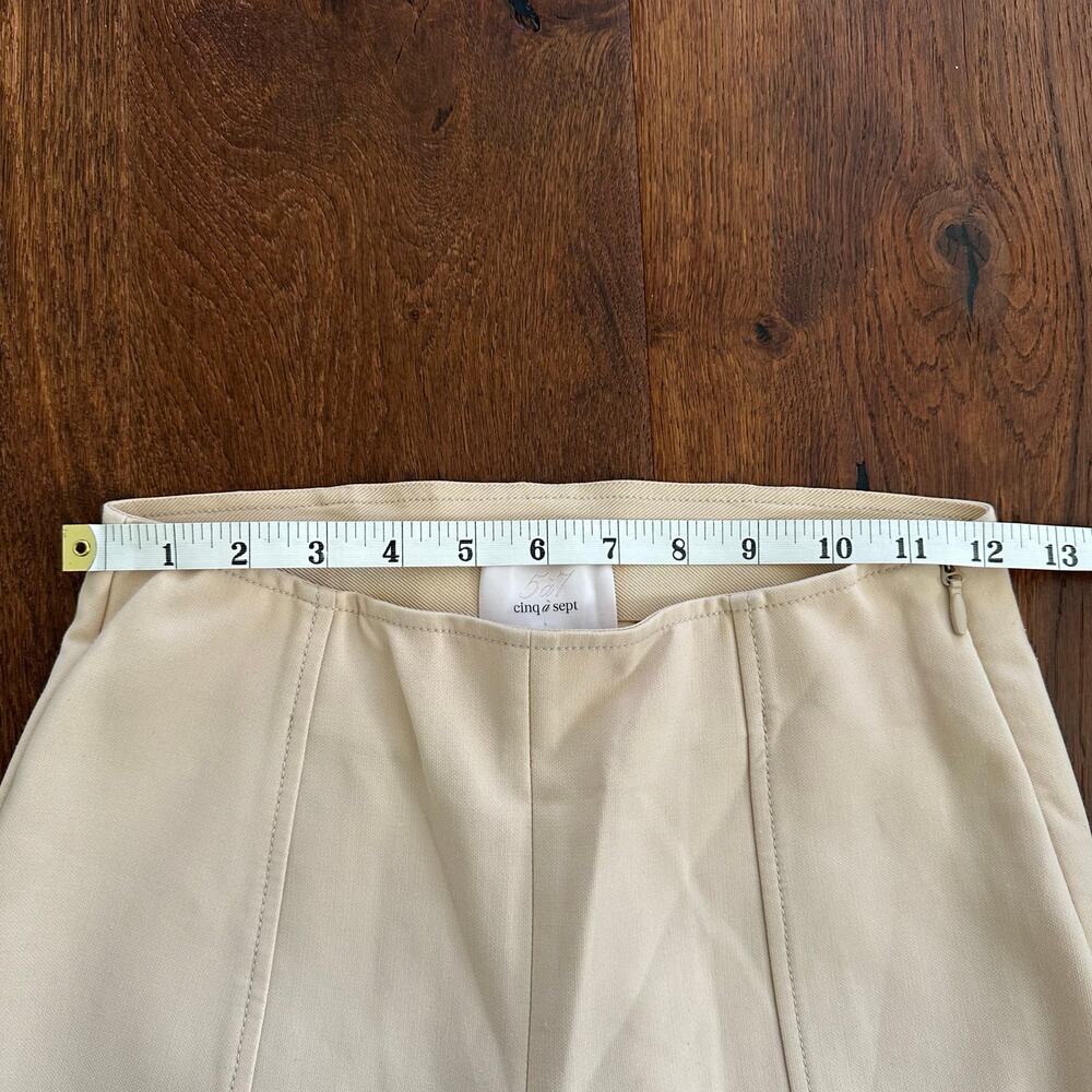 Cinq a Sept Cream Ivory High Waisted Flare Pull On Trousers Ankle Slit Size 0 - Picture 8 of 12